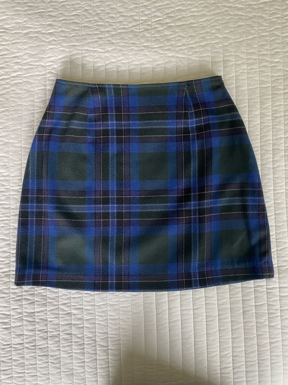 Vintage The Limited Blue and Green Plaid Mini Skirt - 1970s